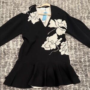 Tanya Taylor Black and White Floral Dress